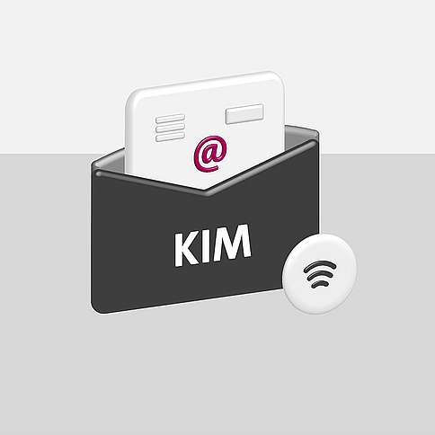 Stilisierte Grafik mit Briefumschlag, aus dem eine Plastikkarte herausschaut