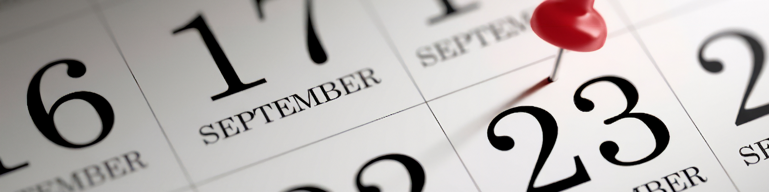 Ausschnitt Wandkalender mit Pin auf 23. September